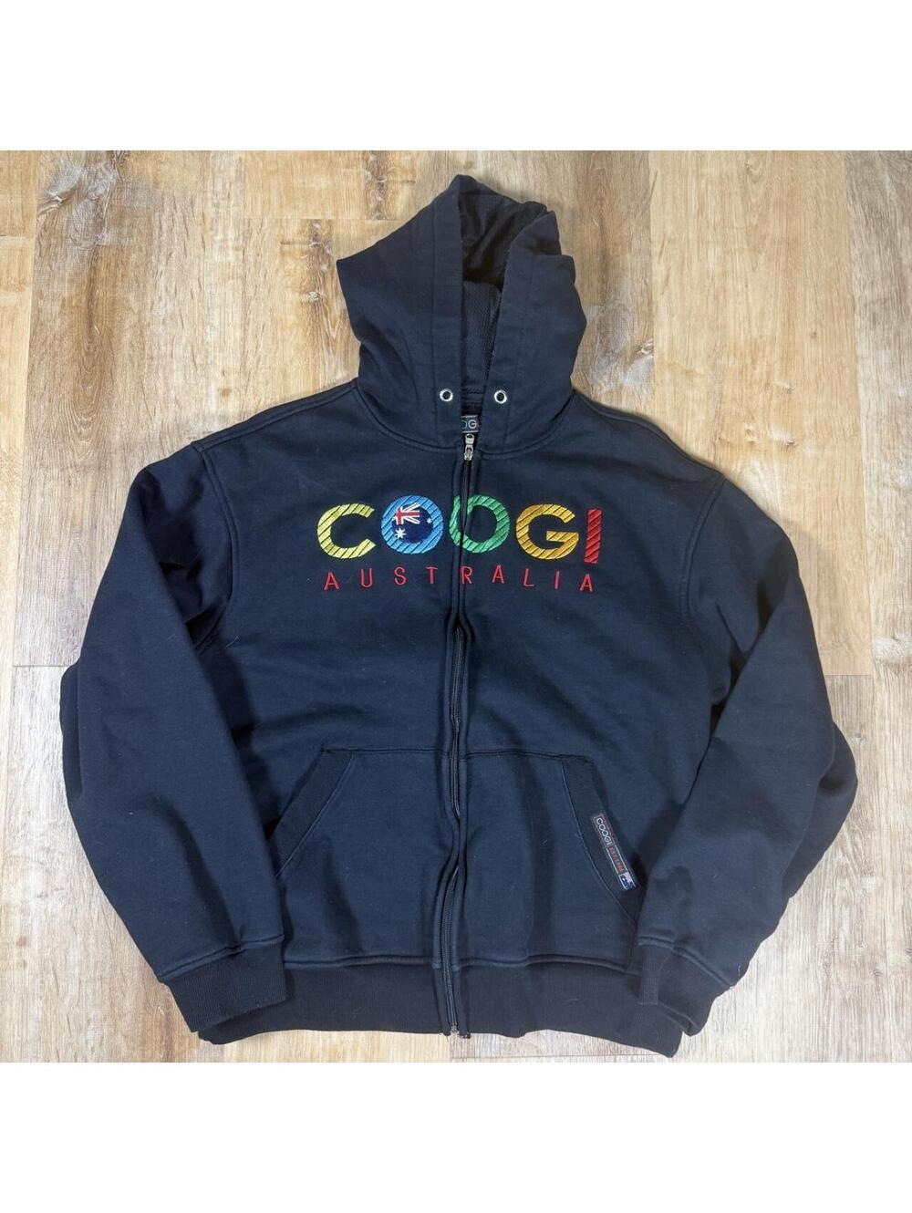 Coogi Black Zip-Up Hoodie with Rainbow Logo – Tagged XXL